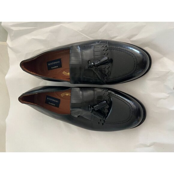 Mens dress Shoes first flex Bostonian classics 12M black slip on tassel - Picture 2 of 6
